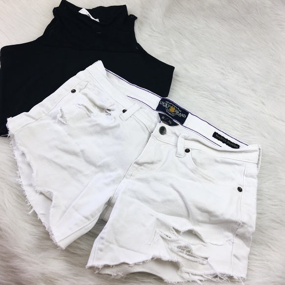 Lucky Brand Pants - Lucky Brand white distressed cut off jean shorts